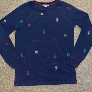 Mini Boden embroidered flower sweatshirt sz 11/12